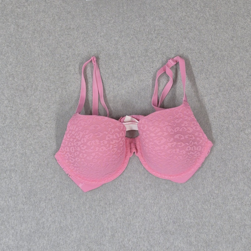 Victoria Secret PINK Women Bra 36C Pink Animal Lace Wear Everywhere Lightly Line